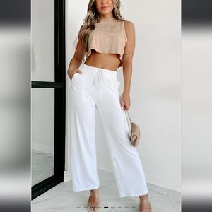 Women's White Wide Leg Pant sz. XL